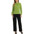 thumbnail image 2 of BLUSA DE CHIFFON CON CUELLO ALTO INSPIRADA EN CHIC OTOÑO INVIERNO PARA MUJERES, CAMISA DE MANGA LARGA DE NEGOCIOS CASUAL TAMAÑO XS VERDE, 2 of 6