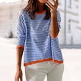 thumbnail image 2 of Womens Tops Casual Color Block Striped Knit Pullover Sweaters Long Sleeve Crew Neck Loose Lightweight Fall Tshirts Fashion Blouse 2025, 2 of 4
