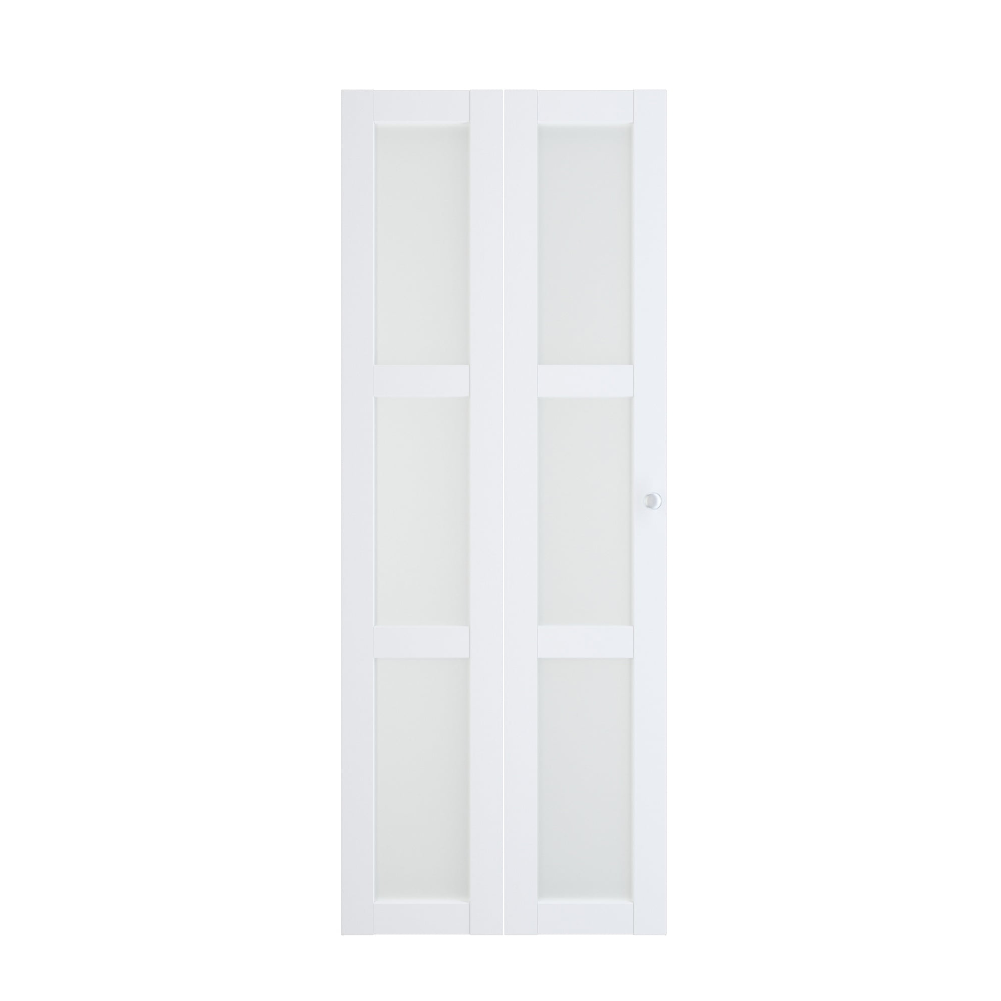 TENONER 30 in x 80 in Three Frosted Glass Panel Bi-Fold Interior Door for Closet, with MDF & Water-Proof PVC Covering