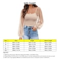 thumbnail image 4 of Women Mesh Dot Long Puff Sleeve Top Fashionable Casual Slim Fit Pure Color Shirt Blouse for Office Work Apricot XXL, 4 of 5