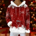 thumbnail image 5 of Hoodies For Women Oversized Winter Plush Cute Sweatshirts Pullover Trendy Fall Winter Clothes, Christmas Print Flannel Hoodie, Comfortable and Warm,Wine,XL, 5 of 5