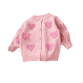 thumbnail image 2 of CSCHome Toddler Cardigan Cotton Long Jacquard Sweater Knit Toddler Sweater for Girls Crewneck Chunky Crochet Sweater Winter 1-6T, 2 of 8