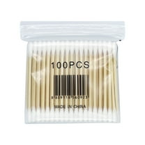 DXOUPM 100 Count Clean Swabs with Pointed and Round Tip Organic Cotton & Bamboo Makeup Nail Polish Eyeliner Touch-ups Ear Cleaning QTips Cosmetic Makeup Applicator