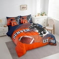 thumbnail image 3 of Feelyou Sport Rugby Twin Bedding Sets 7pcs for Teens, Denver Print Bedding Comforter Set, American Football Sheet Sets, Orange Navy Blue Home Decor, 3 of 7