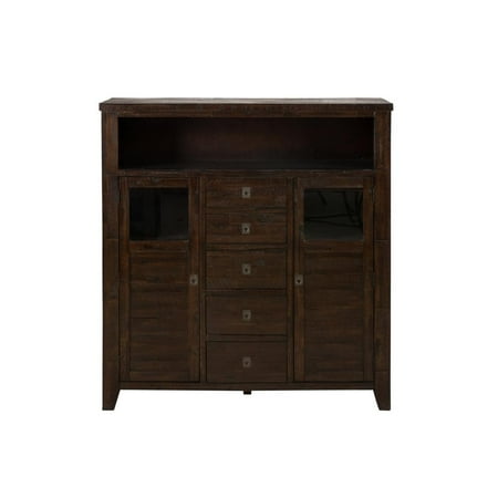 Spacious Wooden Cabinet with Rough-Hewn Saw Marks, Chocolate (Best Cabinet Table Saw For The Money)