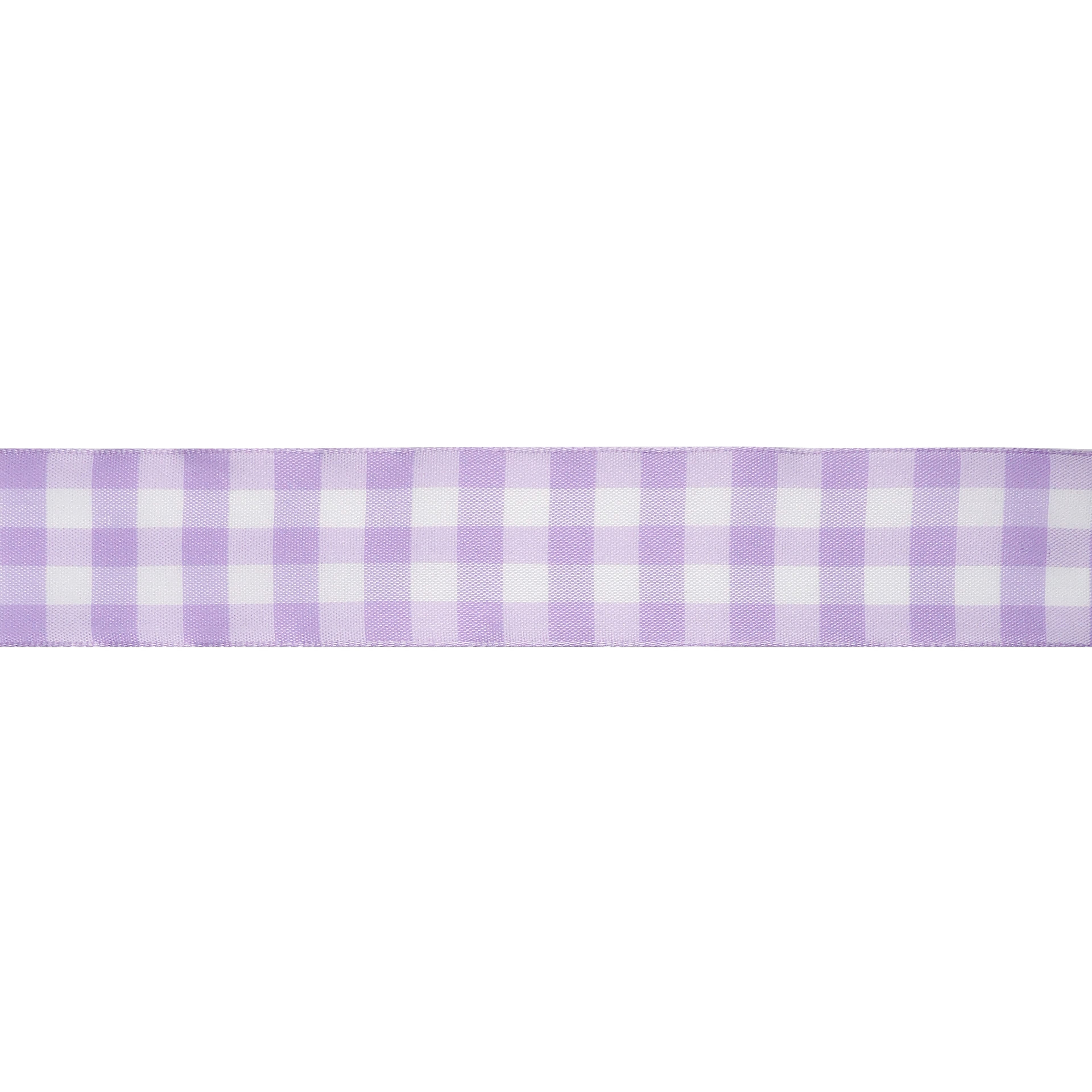 1.5" x 3yd. Lavender Wired Checkered Ribbon by Celebrate It – Woven Selvage Edge - Ideal for Gift Wrapping - Crafts & Seasonal Decor - 12 Pack