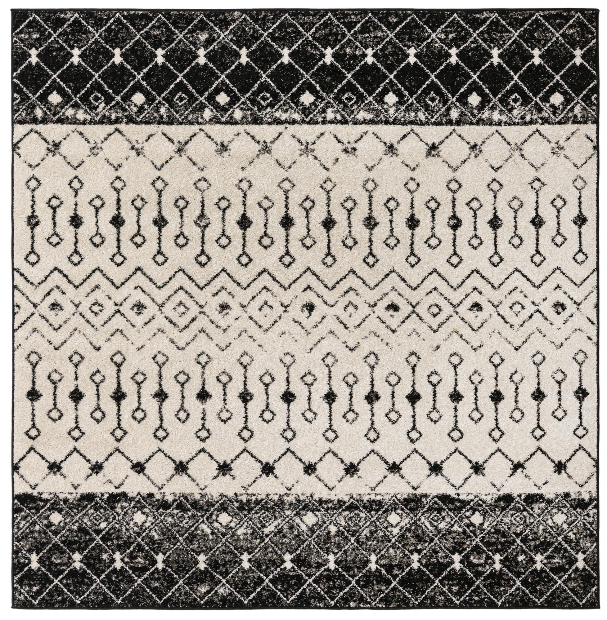 Black/color Rug Square Rugs.com Moroccan Trellis Collection Rug – 8 Ft Square Black And White ...