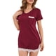 thumbnail image 1 of Camisón de encaje para mujer Camisones de encaje de manga corta con cuello en V transpirables casuales de moda para el hogar Rojo XL, 1 of 4