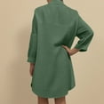 thumbnail image 4 of Yigetop Long Button Down Shirts for Women, Womens Button Down Shirts Solid Color Coat Long Sleeve Casual Lapel Collared Work Loose Long Blouses Pocket Plus Size Shirt Dress Green M, 4 of 8