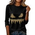 thumbnail image 4 of Halloween 3/4 Sleeve Sweatshirt for Women, Lightweight Pumpkin Shirt Casual Loose Crewneck Raglan Pullover Top Style25# M, 4 of 5