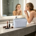 thumbnail image 6 of Woven Cosmetic Pouch, Travel Wash Bag, Makeup Brush Organizer, Spacious Zipper Interior and Lightweight Compact Size for Travel Luggage, Home Vanity, and Gym Locker., 6 of 8