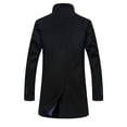 thumbnail image 5 of comerut Men Winter Warm Solid Color Woolen Trench Coat Outwear Overcoat Long Jacket, 5 of 7