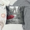 thumbnail image 2 of PHYHOO Throw Pillow Cases Paris Eiffel Tower Color Painting Throw Pillow Cover Case Decorative Linen Romantic Rain Street Cushion Cover for Couch Bed White, 2 of 5