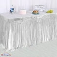 thumbnail image 3 of PMU Table Skirt Silver Tinsel Foil 9 ft x 29 inch (1/Pkg) Pkg/12 Party Favor Supplies, Party Decoration Fringe Table Skirt, Tinsel Table Skirt, Metallic Table Skirt, Foil Fringe Table Skirt, 3 of 7