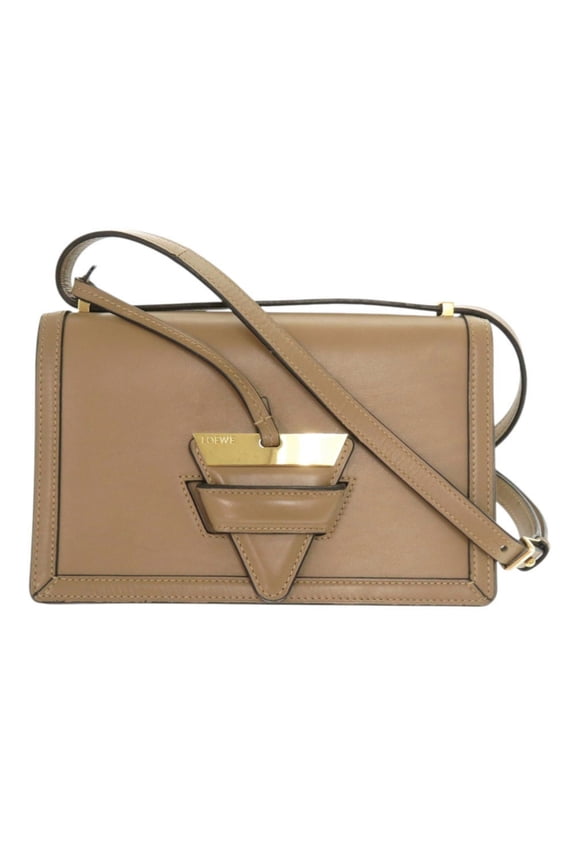 Pre-Owned LOEWE Barcelona Leather Beige Shoulder Bag 0242 (Good)