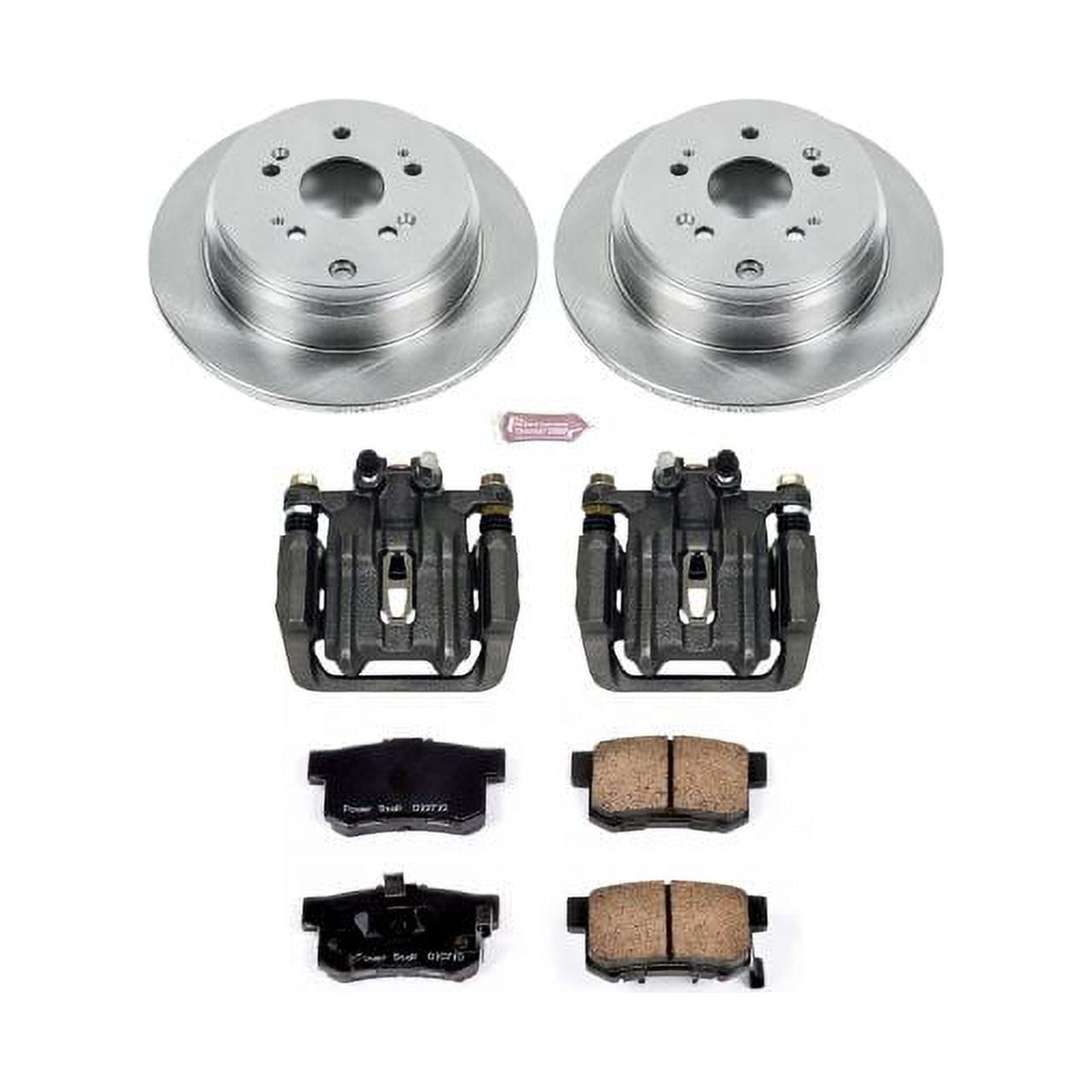 PowerStop Rear Stock Replacement Brake Pad and Rotor Kit with Calipers Fits: HONDA Select Models KCOE206A