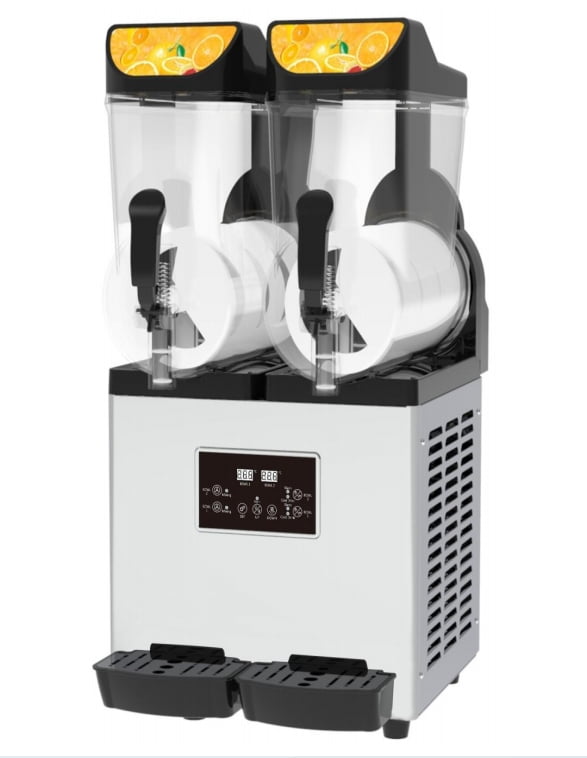 Zzistar Commercial Snow Melting Machine, 15Lx2 Tank Margarita Maker, 900W Stainless Steel Smoothie Frozen Drink Maker for Supermarkets Cafés Restaurants Bars Home Use