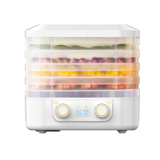 Secadora de Alimentos Eléctrica Inteligente de 5 con Circulación de Aire Caliente de 360°, Máquina Secadora de Frutas Secas, Enchufe Británico, Color