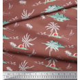thumbnail image 2 of Soimoi Brown Modal Satin Fabric Palm Tree & Sunset Beach Printed Fabric 1 Yard 42 Inch Wide, 2 of 3