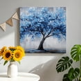 thumbnail image 2 of Canvas Wall Art Blue Floral Canvas Art Print Classical Flower Botanical Abstract Modern Oil Painting Pictures Wall Decor for Living Room Bedroom Decorations Stretched Framed Ready to Hang 8"x8", 2 of 9