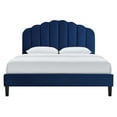 thumbnail image 3 of Pemberly Row Lit Plateforme Complet en Velours Performance Moderne Bleu Marine, 3 of 8