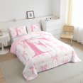 thumbnail image 3 of Initial Letter F Comforter Set Full Size,Princess Style Pink Bowknot Girly Romantic Bedding Set 3 Pcs for Teens Young,Dreamy Bow Love Hearts Kawaii Pink Down Comforter,2 Pillowcases, 3 of 6