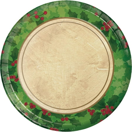 Ivory Holly - Club Pack of 216 Green and Ivory Gilded Holly Luncheon Plates 6.75