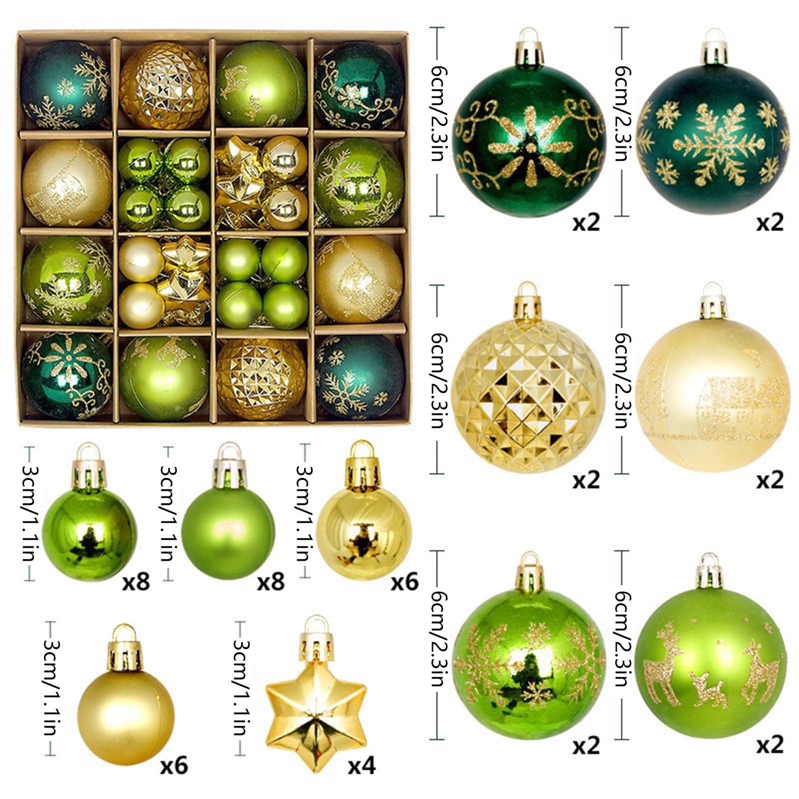 44 Décorations Suspendues Pour Sapin De Noël - Boules Gouttes En Or Noir, Brillantes Et Réutilisables - 6