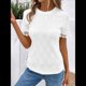 thumbnail image 5 of Camisetas Casuales de Cuello Redondo para Mujer, Camisetas de Corta con Ojales, Camisetas de Punto con Empalme y Corte Entallado M, 5 of 9