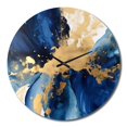 thumbnail image 4 of Designart "Deep Blue and Gold Strokes V III" Fractals Oversized Wall Clock, 4 of 5