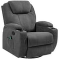 thumbnail image 3 of Vineego Recliner,Modern Fabric Rocking Chair with Massage,360 Degree Swivel Single Sofa Seat with Drink Holder, 3 of 8