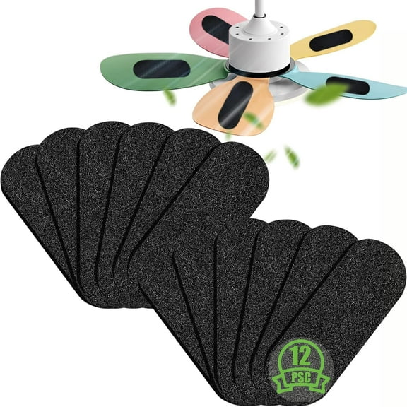 12 Pack Ceiling Fan Filters for Blades, Ceiling Fan Filter, Unscented Activated Coconut Shell Carbon Ceiling Fan Air Filter-Easy-Stick Ceiling Fan Air Filters, Universal Ceiling Fan Blade(10mm thick)