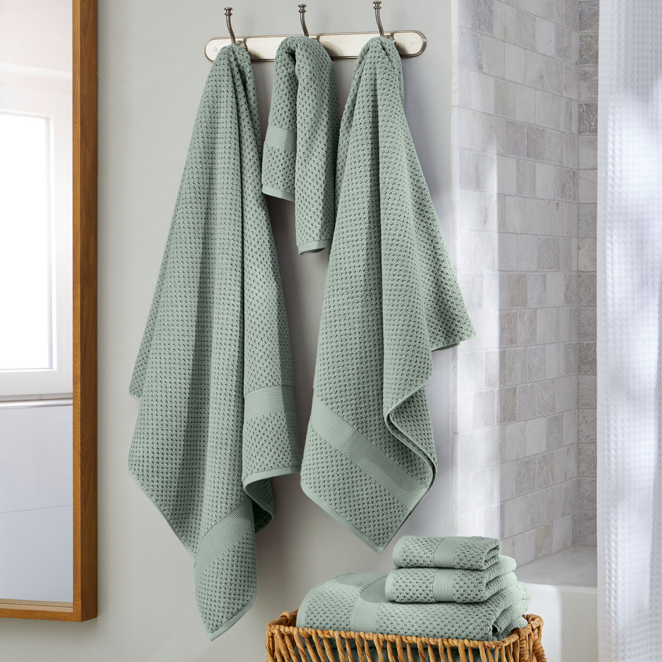 Better Homes Gardens Signature Soft Popcorn Texture Hand Towel Green River