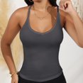 thumbnail image 7 of Women's Deep V-Neck Tank Top with Slim Fit and Adjustable Strap Detail - Large, Dark Gray, 7 of 7