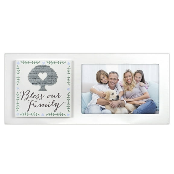 Malden Int Designs Galvanized Icon Bless Our Family 4x6 Sentiment Picture Frame