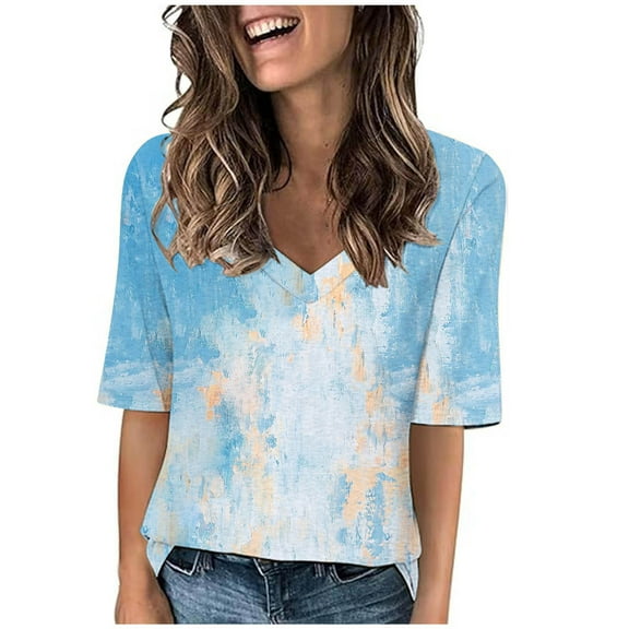 Young adult fashion Womens Tops Dressy Casual Plus Flower Print Blouses for Women Tshirts Shirts Graphic Vintage Funny Summer Tees for Women 2025 Try Before You Buy Womens Clothing Orders