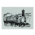 thumbnail image 1 of European Cutting Board, Venice City Sketch Style Hand Drawn Historical Buildings Tourist Town Picture, Decorative Tempered Glass Cutting and Serving Board, Small Size, Black White, by Ambesonne, 1 of 1