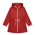 thumbnail image 7 of FRSASU Women's Jackets Waterproof Lightweight Zip Up Drawstring Hoodies Windbreaker Hiking Outdoor with Hooded Red, 7 of 7