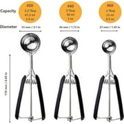 Cookie Scoop Set, 3 Pcs Ice Cream Scoop,18/8 Stainless Steel Cookie Scoop for Baking, Ice Cream Scooper with Trigger Release with Non-Slip Grip
