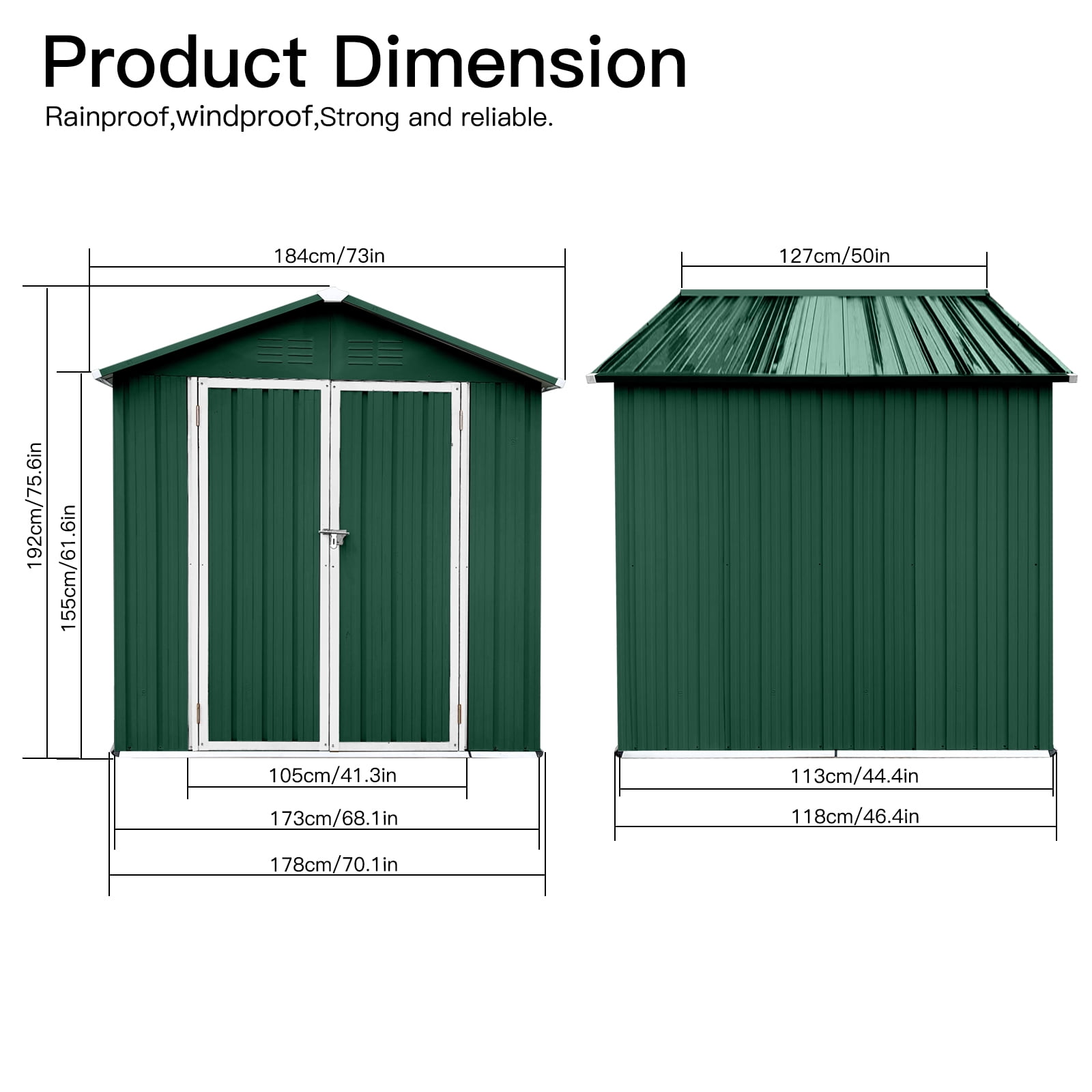 6' x 4' Outdoor Storage Shed, Metal Garden Shed with Lockable Doors, Tools Storage Shed for Backyard, Green