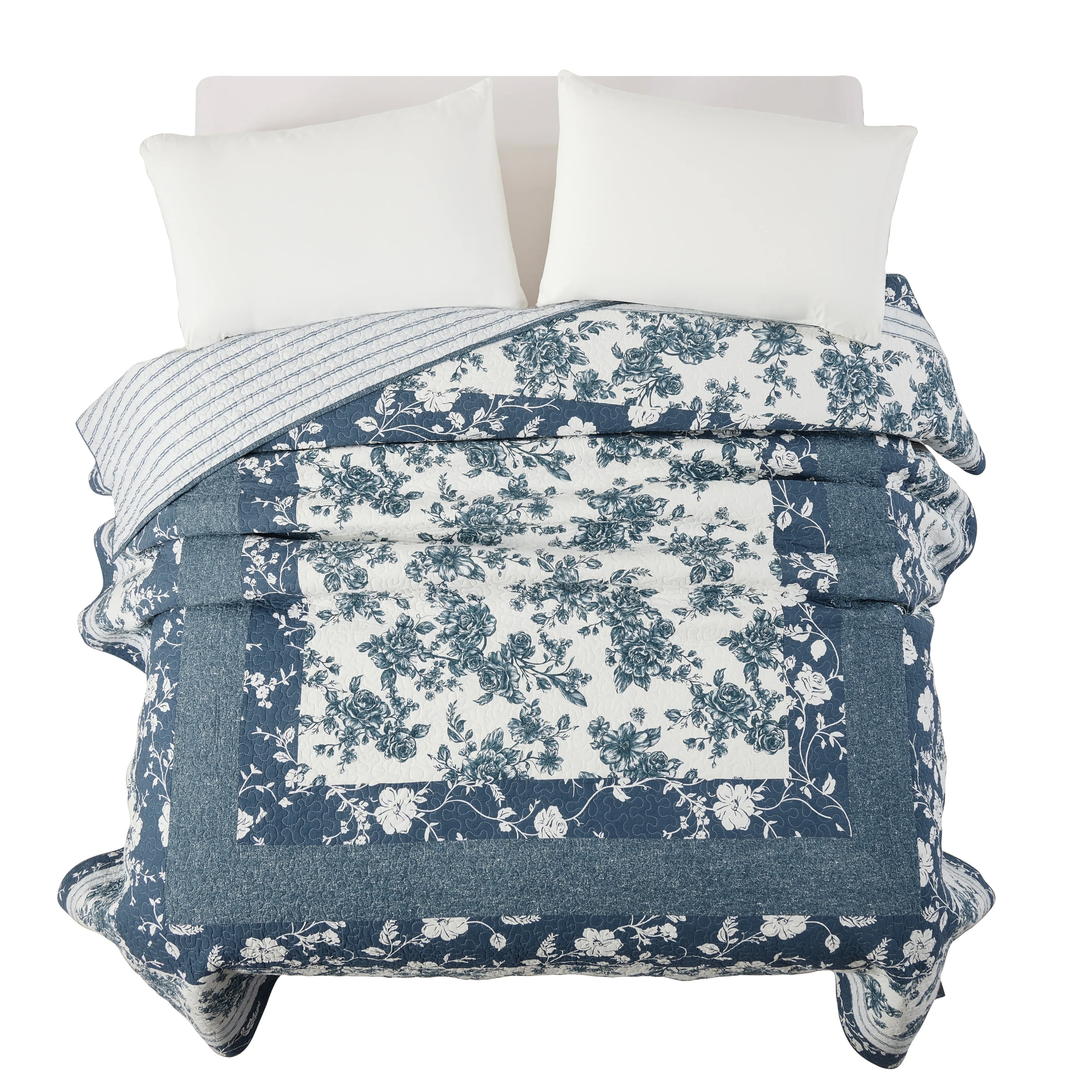 The Pioneer Woman Avery Cotton Patchwork Quilt, Full/Queen, Blue Dust