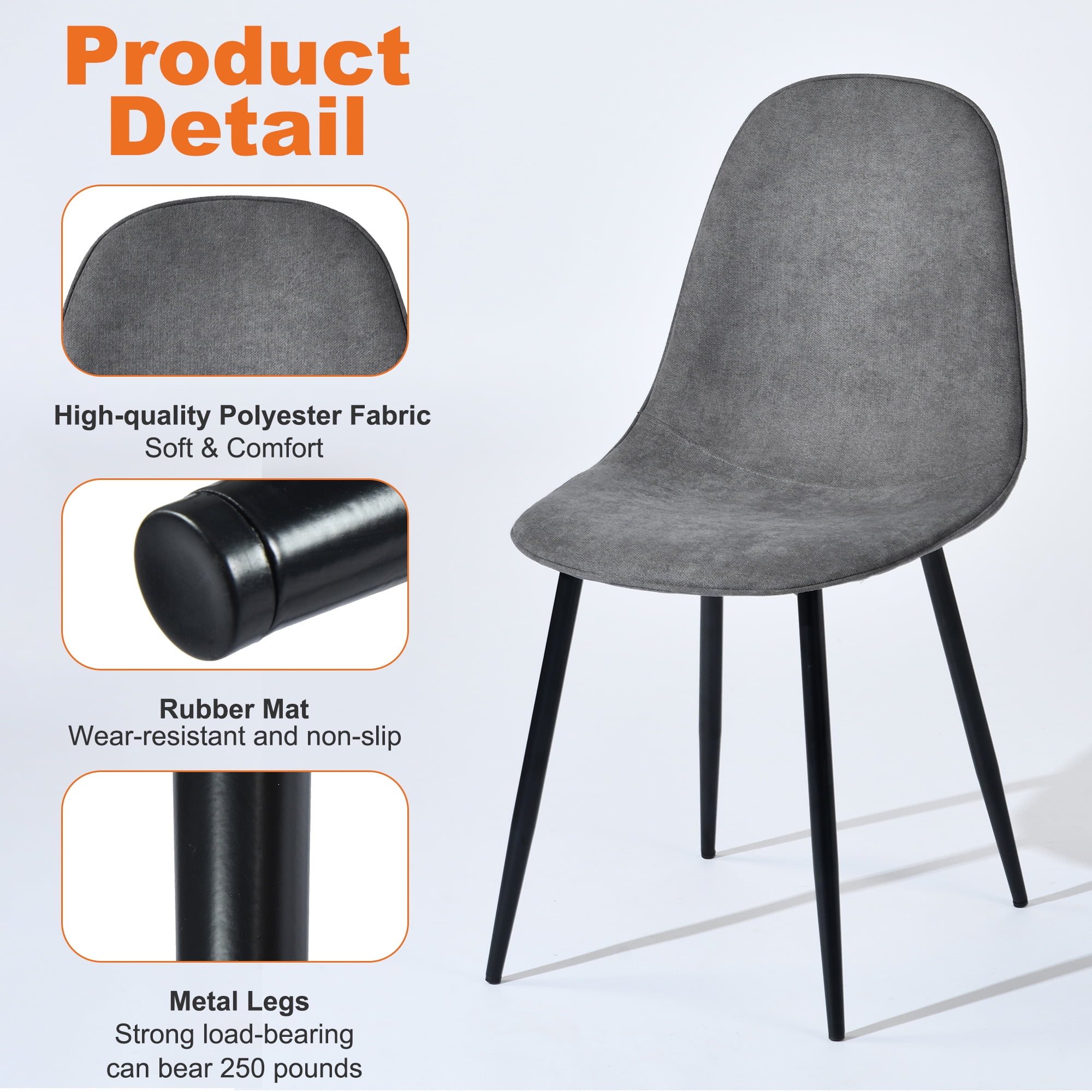 Homy Casa Office Desk Chairs Set of 4, Modern Upholstered Seat for Home Office Conference Room, Gray