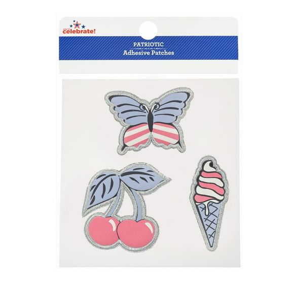 Way to Celebrate Americana Summer Motif Adhesive Patches, 3 Pieces