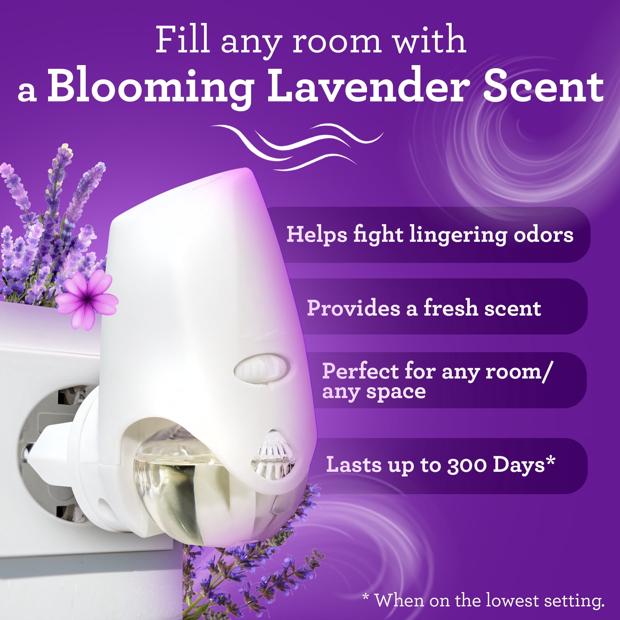 (3 pack) Great Value Blooming Lavender Plug-In Air Freshener Refills, 5 Count, Up to 300 Days of Freshness