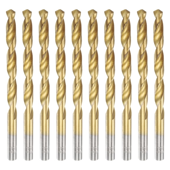 10pcs Titanium Twist Drill Bit 17/64" Drilling Dia High Speed Steel Drills for Hardened Metal, Stainless Steel, Cast Iron, Wood, Plastic