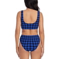 thumbnail image 3 of Daiia Buffalo Plaid Blue Black Women's Bikini Set Two Piece Swimsuit High Waisted Bikini Adjustable Straps Bikini Perfect for Beach, Pool, and Summer Vacation-Small, 3 of 9