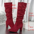 thumbnail image 4 of Wensltd Brown Suede Knee High Boots for Women Chunky High Heel Fashion Tall Boot Round Toe Side Zipper, 4 of 9