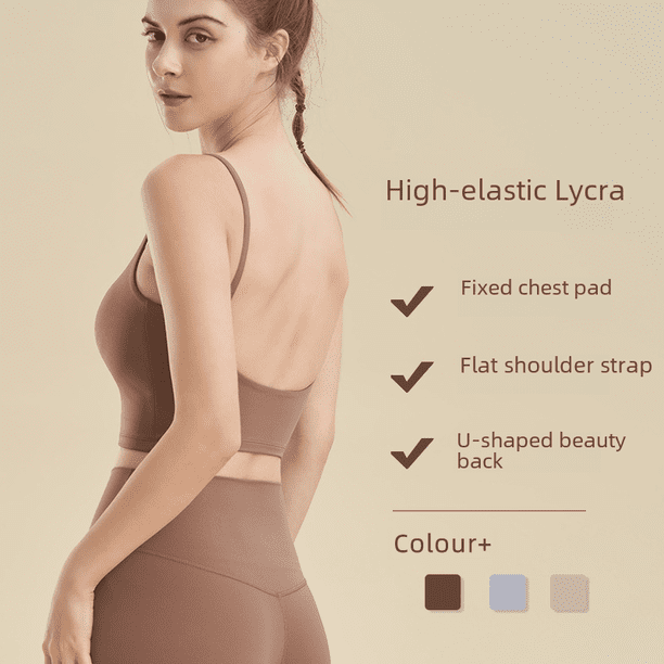 Chaleco de yoga de una pieza, hermoso sujetador deportivo europeo y americano con espalda descubierta, ropa interior deportiva a prueba de golpes para mujer