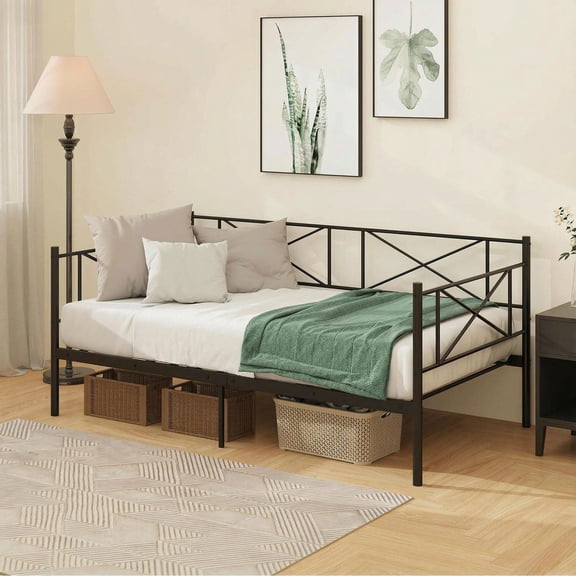 Barara King Bed Frames, Platform Bed Frame, Twin Size Platform Bed with Heavy-duty Metal Slat Support-Black
