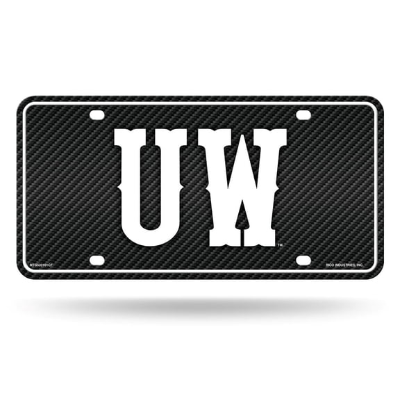 University of Wyoming Carbon Fiber Design Look - Standard License Plate Auto Tag